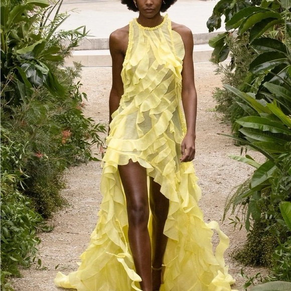 Zimmermann Yellow High Low Ruffled Dress - Picture 2 of 3